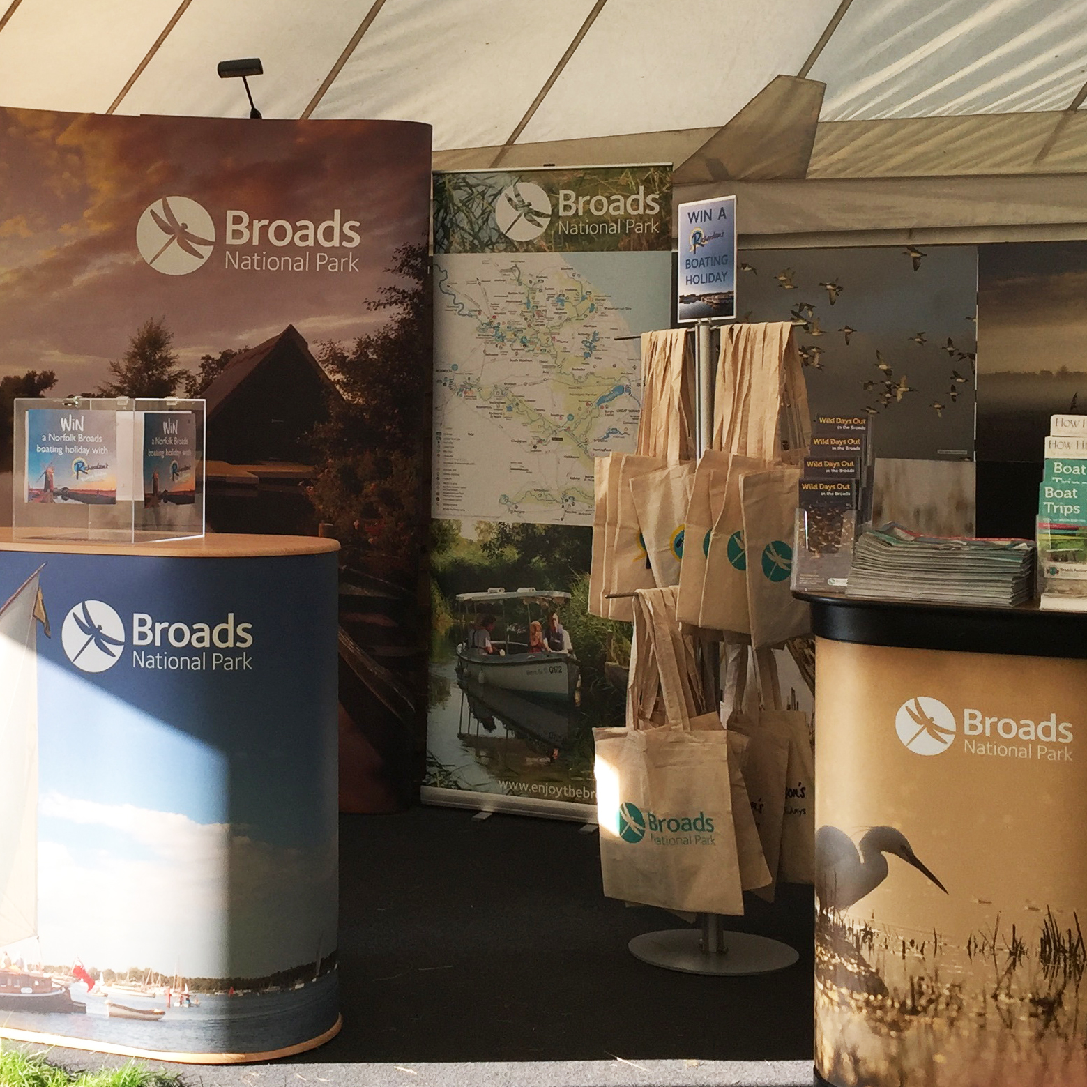 Broads National Park exhibition stand with carrier bags